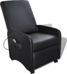  vidaXL Fotel masujący, czarny, sztuczna skóra