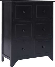  vidaXL Komoda z 6 szufladami, czarna, 60x30x75 cm, drewno paulownia