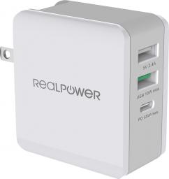 Ładowarka Realpower DeskCharge-65 2x USB-A 1x USB-C 2.4 A (306837)
