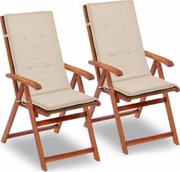  vidaXL Poduszki na krzesła ogrodowe, 2 szt., kremowe, 120x50x3 cm