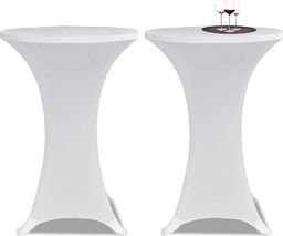  vidaXL Obrus na stół barowy 70 cm biały rozciągany 2 szt