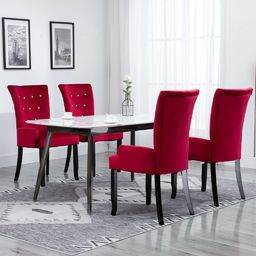  vidaXL Krzesła stołowe z podłokietnikami, 4 szt., czerwone, aksamitne