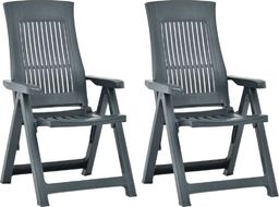  vidaXL rozkładane krzesła do ogrodu, 2 sztuki, plastikowe, zielone (48764)