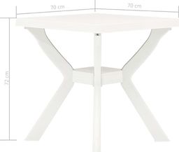  vidaXL stolik bistro, biały, 70x70x72 cm, plastikowy