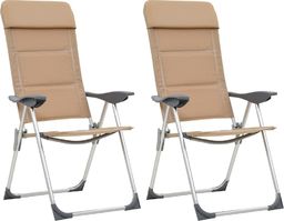  vidaXL Krzesła turystyczne, 2 szt., kremowe, 58x69x111 cm, aluminium (44314)