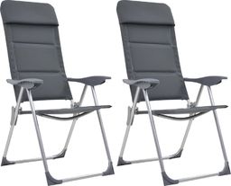  vidaXL Krzesła turystyczne, 2 szt., 58 x 69 x 111 cm, aluminium, szare (44312)