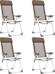  vidaXL Składane krzesła turystyczne, 4 szt., brązowe, aluminiowe (44311)