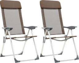  vidaXL Składane krzesła turystyczne, 2 szt., brązowe, aluminiowe (44310)