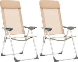  vidaXL Składane krzesła turystyczne, 2 szt., kremowe, aluminiowe (44306)