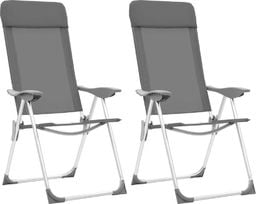  vidaXL Składane krzesła turystyczne, 2 szt., szare, aluminiowe (44304)