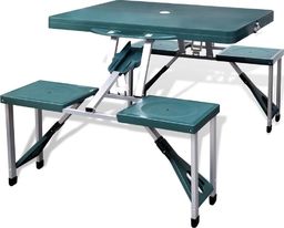  vidaXL Zestaw kempingowy stół + krzesła aluminium kolor zielony