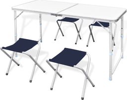  vidaXL Składany stół kempingowy 4 krzesła i regulowana wysokość 120 x 60 cm