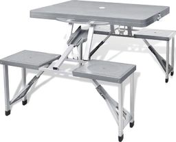 vidaXL Zestaw kempingowy stół + krzesła aluminium kolor szary
