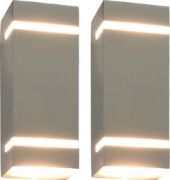 Kinkiet vidaXL Zewnętrzne lampy ścienne, 2 szt., 35 W, srebrne, prostokątne