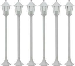  vidaXL Lampy ogrodowe, 110 cm, E27, aluminium, 6 szt., białe