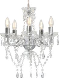 Lampa wisząca vidaXL Żyrandol z kryształowymi koralikami, srebrny, 5 żarówek E14 (281601) - 281601