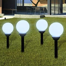  vidaXL Zewnętrzna lampa solarna LED, kula, 15 cm, 4 szt., z bolcem