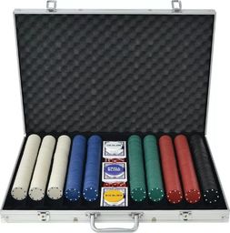  vidaXL Zestaw do pokera 1000 żetonów, aluminium