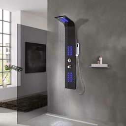 Zestaw prysznicowy vidaXL z deszczownicą z baterią czarny (142996)