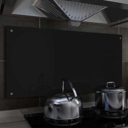  vidaXL Panel ochronny do kuchni, czarny, 100x50 cm, szkło hartowane