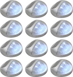 Kinkiet vidaXL Ścienne lampy solarne LED na zewnątrz, 12 szt, okrągłe, srebrne