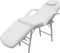  vidaXL Przenośny fotel kosmetyczny, ekoskóra, 185 x 78 x 76 cm, biały