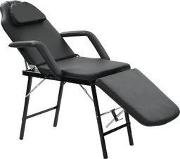  vidaXL Przenośny fotel kosmetyczny, ekoskóra, 185 x 78 x 76 cm, czarny