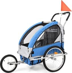  vidaXL Rowerowa przyczepka dla dzieci/wózek 2-w-1, niebieski i szary