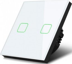  Maclean Dotykowy włącznik światła, podwójny, szklany, biały z kwadratowym przyciskiem, 86x86mm (MCE703W)