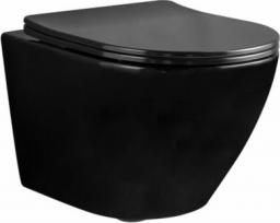 Miska WC Rea Carlo wisząca Mini Rimless z deską duroplast, metalowe zawiasy, wolnoopadająca (REA-C8936)