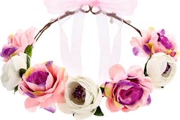  Party Deco Wianek z kwiatami różowo-biały - 1 szt. uniwersalny
