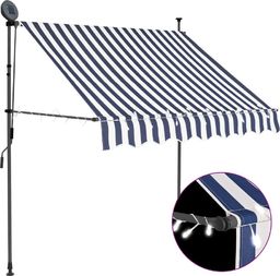vidaXL Ręcznie zwijana markiza z LED, 100 cm, niebiesko-biała