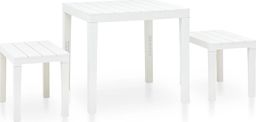  vidaXL Stolik ogrodowy z 2 ławkami plastik biały (48777)