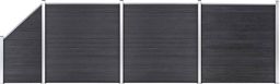 vidaXL Ogrodzenie WPC, 3 panele kwadratowe, 1 skośny, 619x186cm, szare