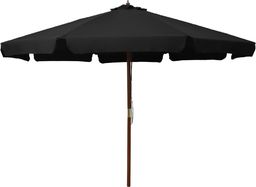  vidaXL Parasol ogrodowy na drewnianym słupku, 330 cm, czarny