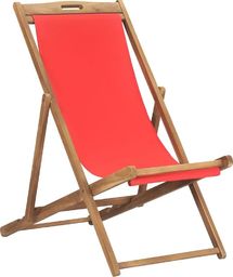  vidaXL Składany leżak plażowy lite drewno tekowe czerwony
