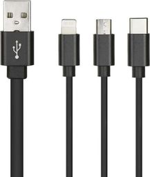 Kabel USB USB-A - USB-C + microUSB + Lightning 1 m Czarny (1573-74475_20190619105845)