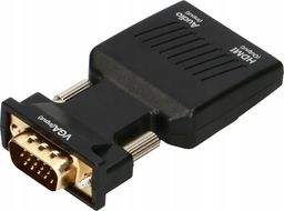 Adapter AV Pawonik HDMI - D-Sub (VGA) + Jack 3.5mm czarny (JL-V1002)