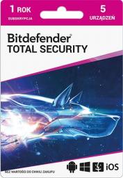  Bitdefender Total Security 5 urządzeń 12 miesięcy  (PLBITDBS03)