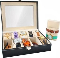  Iso Trade Pudełko pojemnik szkatułka etui organizer na zegarki 10 zegarków biżuterię uniwersalny