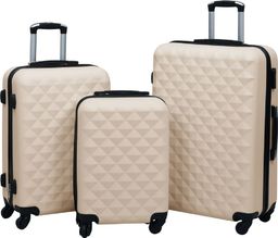  vidaXL Zestaw twardych walizek na kółkach, 3 szt., złoty, ABS