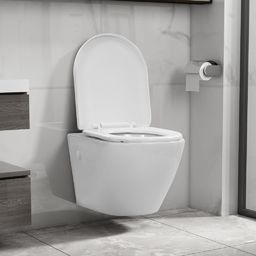 Miska WC vidaXL VidaXL Wisząca toaleta bez kołnierza, ceramiczna, biała