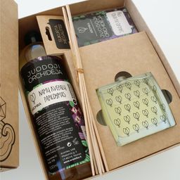 Aromika Namų kvapų rinkinys Aromika Juodoji orchidėja: namų kvapai su lazdelėmis 100 ml + namų kvapų papildymas 500 ml + sausas kvapas 11 g