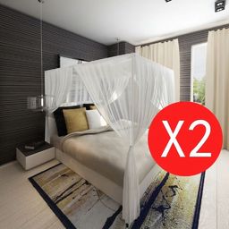  vidaXL Prostokątna moskitiera nad łóżko z 3 wejściami (x2)