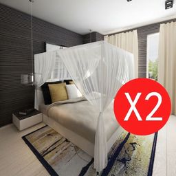 vidaXL Prostokątna moskitiera nad łóżko z 3 wejściami (x2)