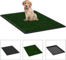 vidaXL Toaleta dla zwierząt z tacą i sztuczną trawą, zieleń, 76x51x3cm