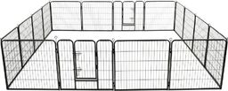  vidaXL VidaXL Kojec dla psów, 16 paneli, stalowy, 80 x 80 cm, czarny