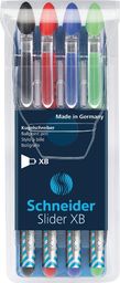  Schneider Zestaw długopisów SCHNEIDER Slider Basic, XB, 4 szt., miks kolorów podstawowych