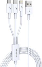 Kabel USB Devia USB-A - USB-C + microUSB + Lightning Biały