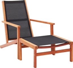  vidaXL krzesło ogrodowe z podnóżkiem, czarne, eukaliptus i textilene (48700)